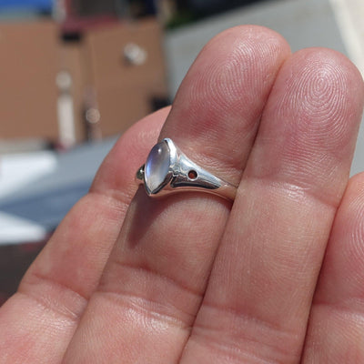Minimalist Moonstone Ring, Moonstone Silver Ring, Marquise Moonstone Ring, Sterling Silver Ring, Marquise Moonstone, Minimalist Ring -Size 7.5-3
