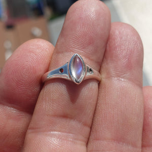 Minimalist Moonstone Ring, Moonstone Silver Ring, Marquise Moonstone Ring, Sterling Silver Ring, Marquise Moonstone, Minimalist Ring -Size 7.5-0