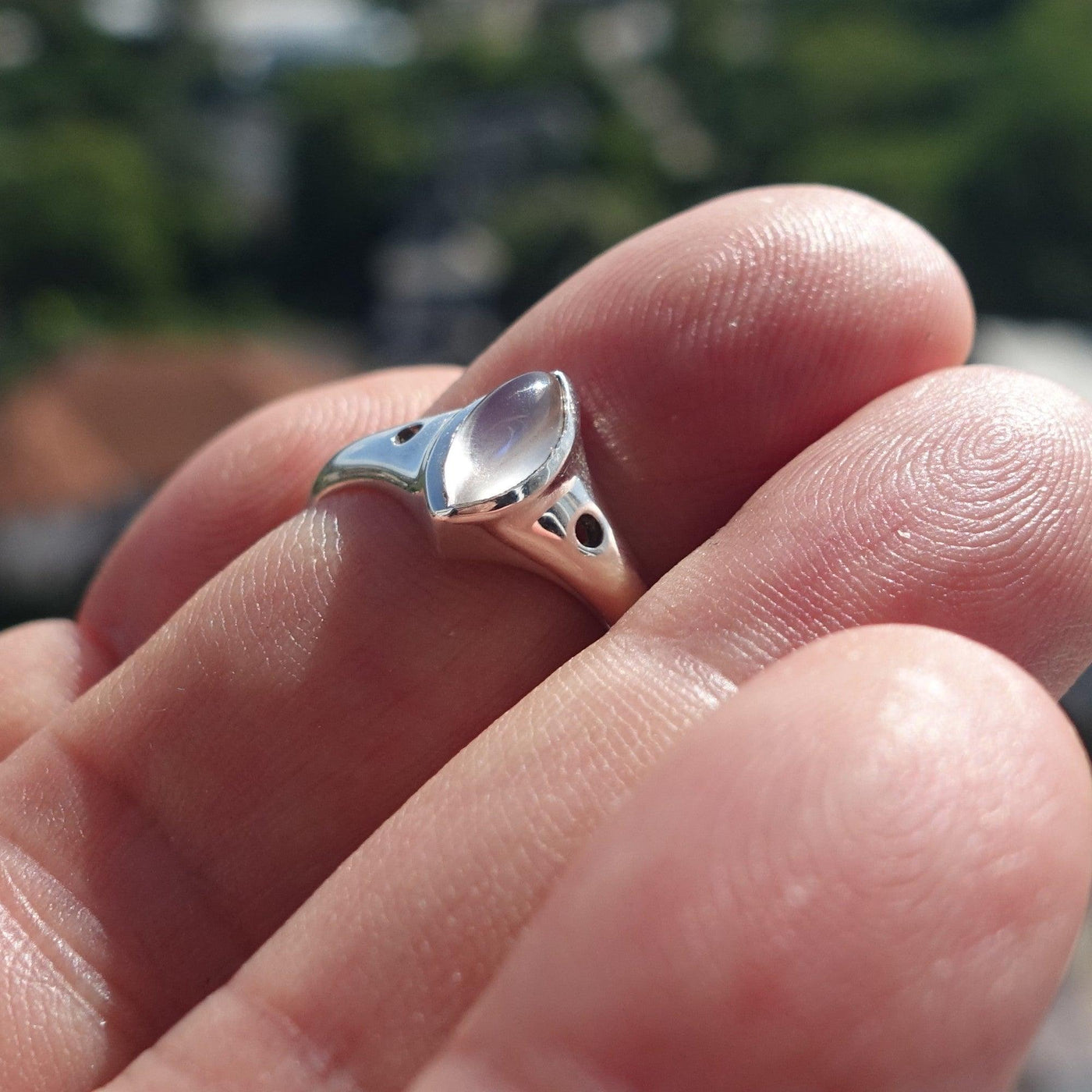 Minimalist Moonstone Ring, Moonstone Silver Ring, Marquise Moonstone Ring, Sterling Silver Ring, Marquise Moonstone, Minimalist Ring -Size 7.5-1