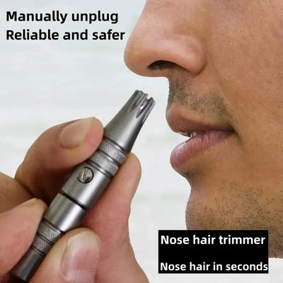 Smooth And Clean Stainless Steel Manual Nose Hair Trimmer for Men Silver-1