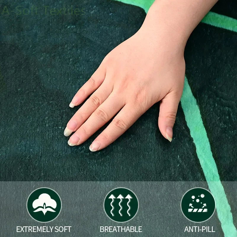 Green Leaf-Shaped Flannel Blanket-2