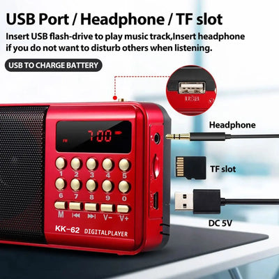 Mini Portable Rechargeable Digital FM Radio & MP3 Player-2