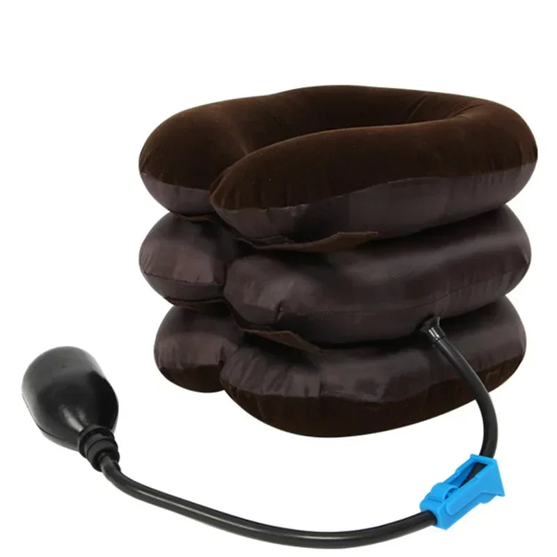 Inflatable Neck Stretcher Air Cervical Traction Device Brown-0