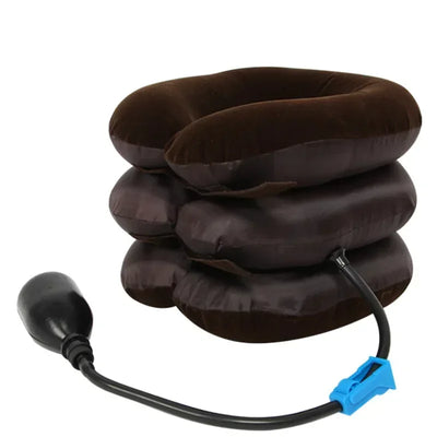 Inflatable Neck Stretcher Air Cervical Traction Device Brown-0