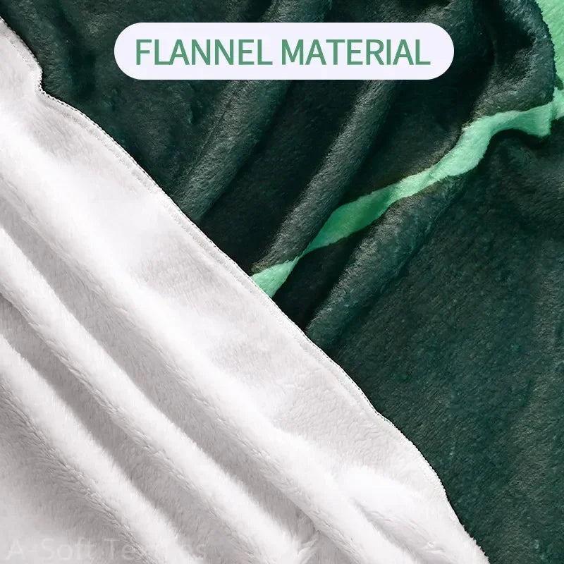 Green Leaf-Shaped Flannel Blanket-1