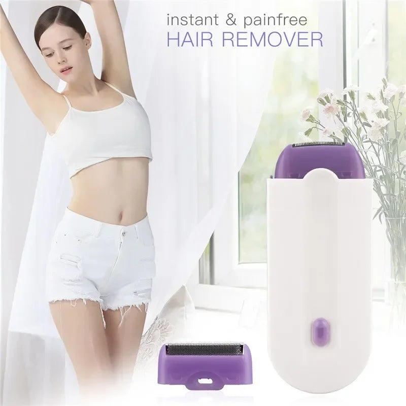 Painless Hair Removal Kit Women Electric Shaver White-3