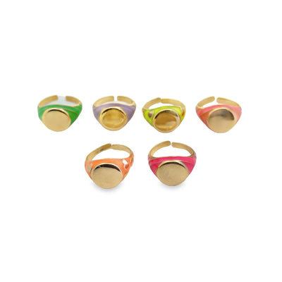 Enamel Ring Adjustable Stackable Rings-0