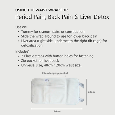 2 Piece Waist & Neck/Eye Wraps Organic Cotton Castor Oil Pack
