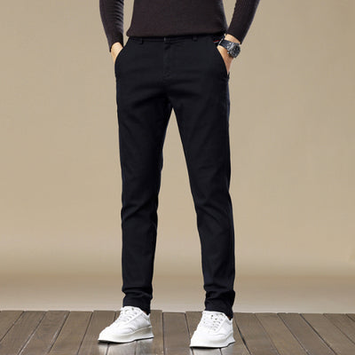 Men's Fleece-lined Slim Fit Tapered Casual Pants