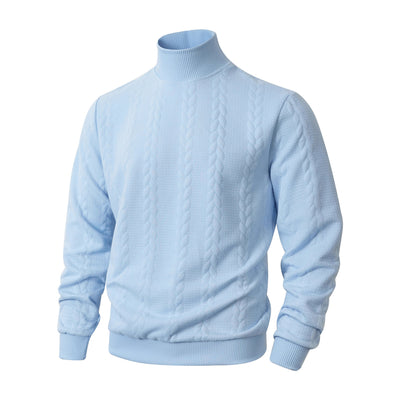 Knitted Solid Color Men's Fashion Jacquard High Collar Warm Sweater
