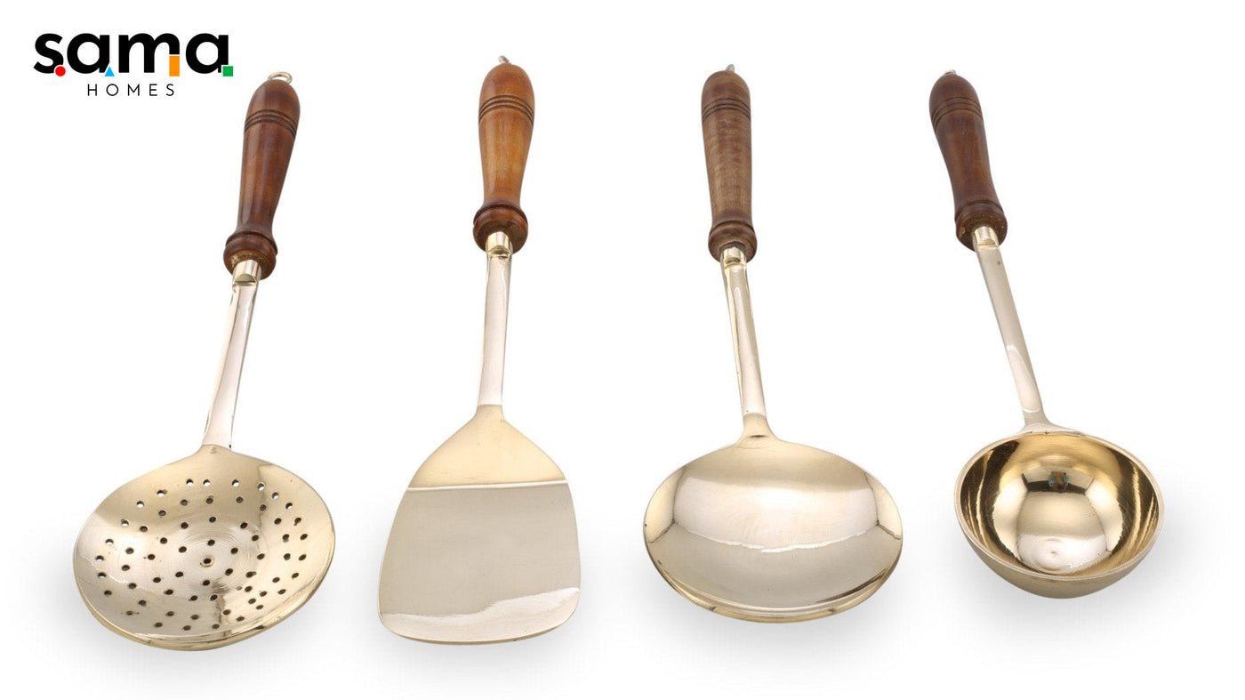Handcrafted Brass Cooking Cutlery Set | Eco-Friendly Kitchen Tools for Culinary Artistry | Durable, Stylish & Sustainable Utensils