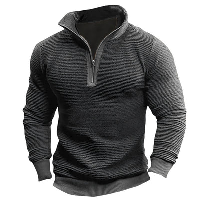 Men's Coat Contrast Color Zipper Casual Sweatshirt
