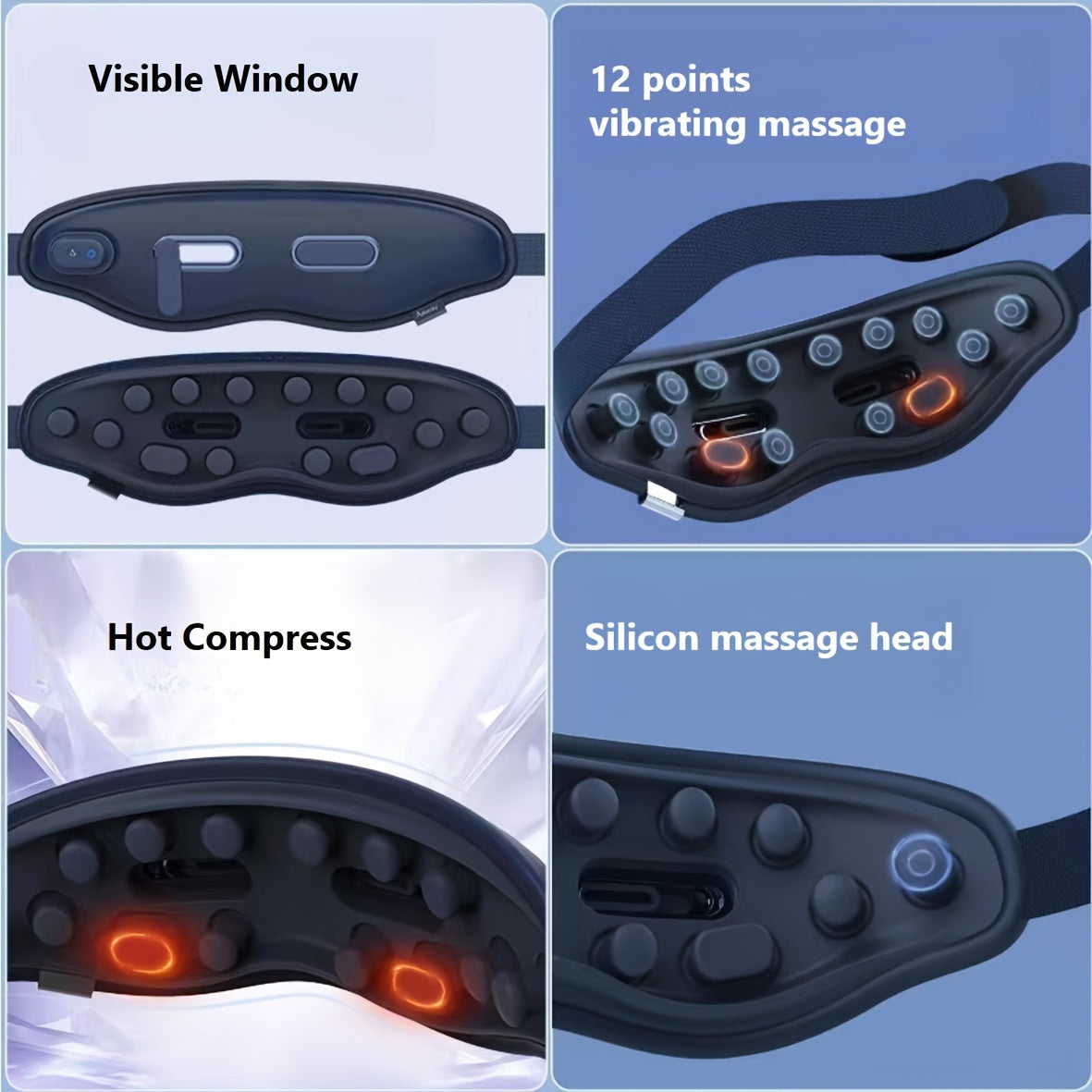 12-Point Eye Massager with Hot Compress & Visual Window(Blue)-4