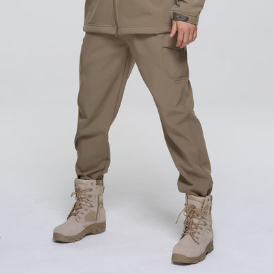Outdoor Men's Fleece Soft Shell Pants Breathable And Windproof Wear-resistant