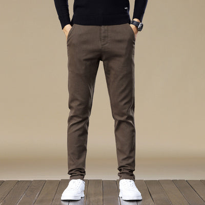 Men's Fleece-lined Slim Fit Tapered Casual Pants