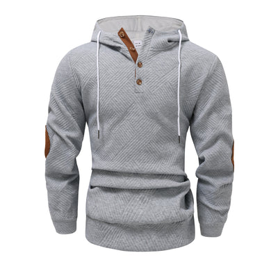 Men's Solid Color Jacquard Hooded Sweater Loose Sports And Leisure Coat