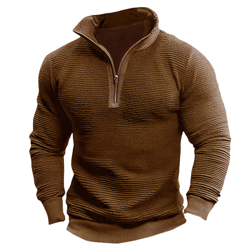 Men's Coat Contrast Color Zipper Casual Sweatshirt