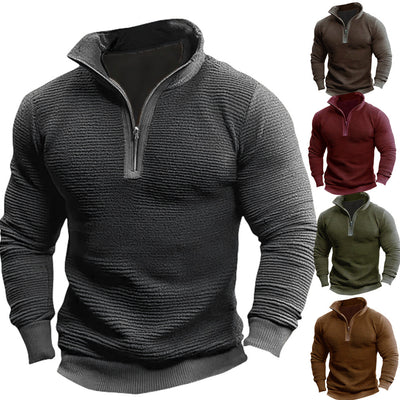 Men's Coat Contrast Color Zipper Casual Sweatshirt
