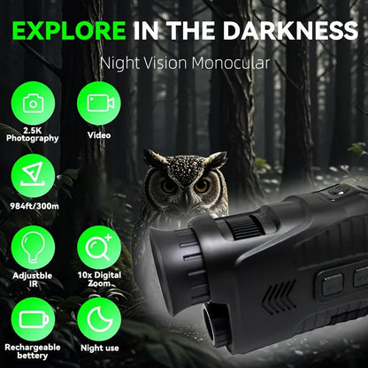 10X Digital Zoom Infrared Monocular with LED Light-3
