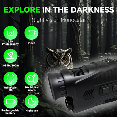 10X Digital Zoom Infrared Monocular with LED Light-3