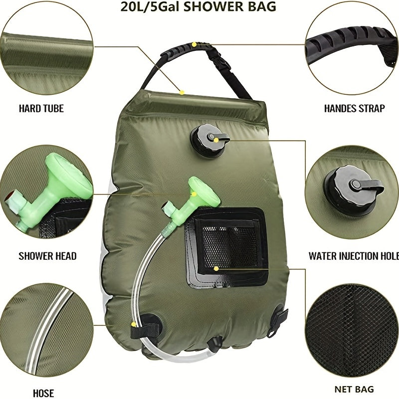 Solar Camping Shower Bag with Hose & Head-3