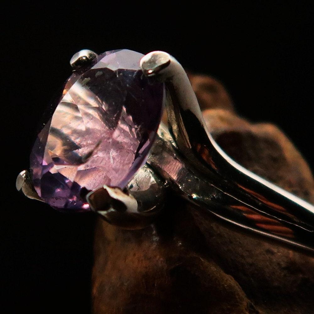 Amethyst Ring, Sterling Silver Ring, Solitaire Ring, Purple Amethyst, handmade silver ring, gemstone silver ring, gift for her - Size 7-1