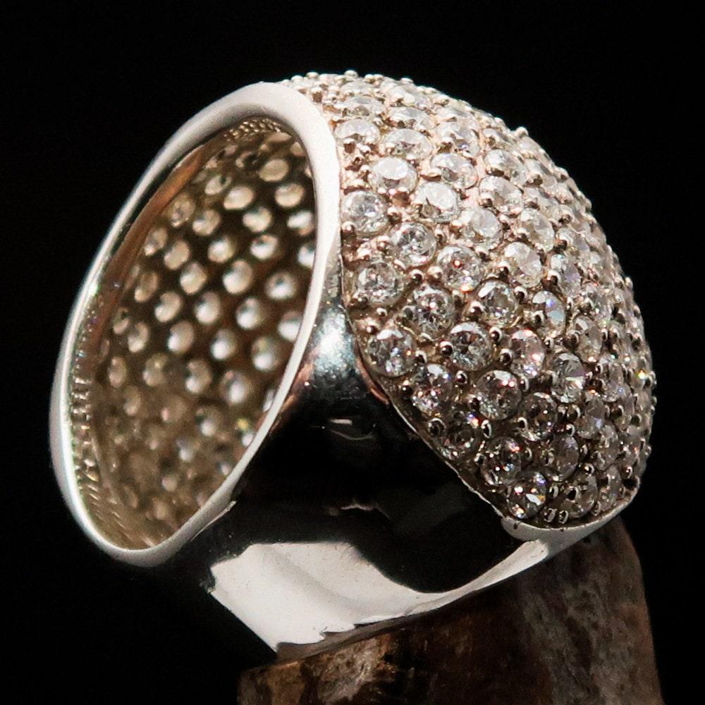 Sphere Ring, Sterling Silver CZ ring, 254 Stones, View Catching Ring, Sterling Silver Ring, Gift for Her, Cubic Zirconia Ring - Size 7-4