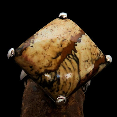 Jasper Ring, Sterling Silver Ring, Picture Jasper Ring, handmade silver ring, unique design, handmade gemstone ring, gift for her - Size 7-2
