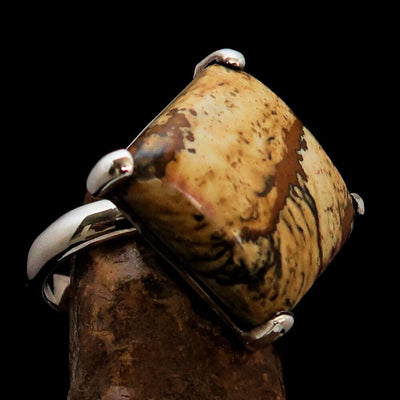 Jasper Ring, Sterling Silver Ring, Picture Jasper Ring, handmade silver ring, unique design, handmade gemstone ring, gift for her - Size 7-1