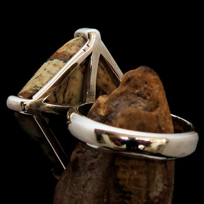 Jasper Ring, Sterling Silver Ring, Picture Jasper Ring, handmade silver ring, unique design, handmade gemstone ring, gift for her - Size 7-4