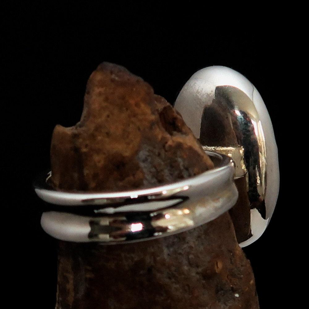 Green Malachite Ring, handmade silver ring, unique silver ring, Sterling Silver Ring, oval Green Malachite, Minimalist Ring, Gift - Size 10-3