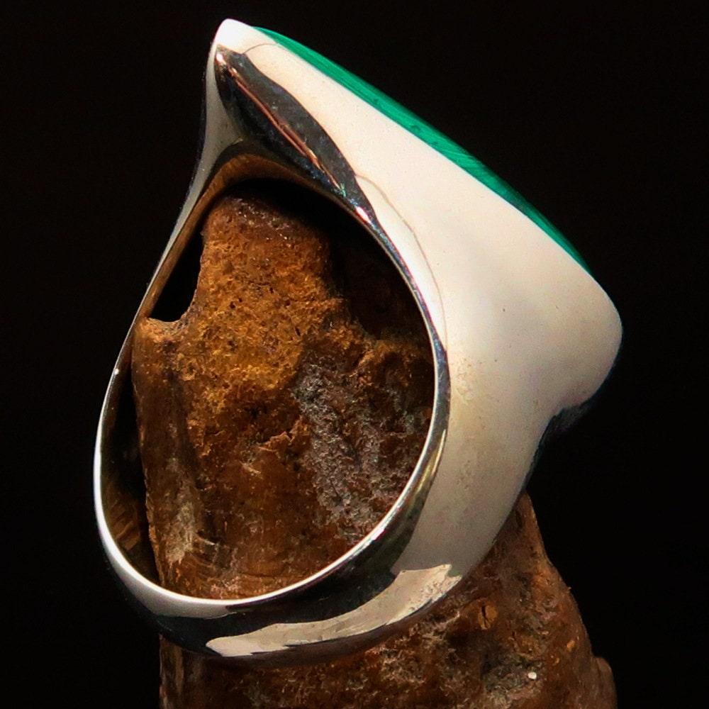 Green Malachite Ring, Sterling Silver Ring, Handmade Silver Ring, Unique Silver Ring, Malachite Ring, Pear shaped Malachite, Gift - Size 10-4