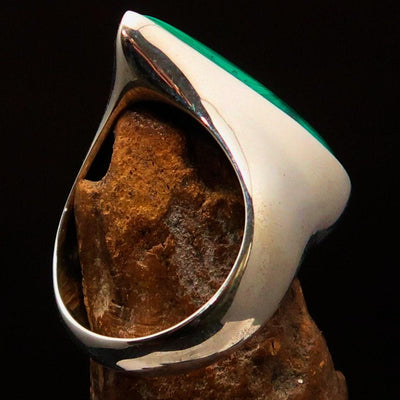 Green Malachite Ring, Sterling Silver Ring, Handmade Silver Ring, Unique Silver Ring, Malachite Ring, Pear shaped Malachite, Gift - Size 10-4