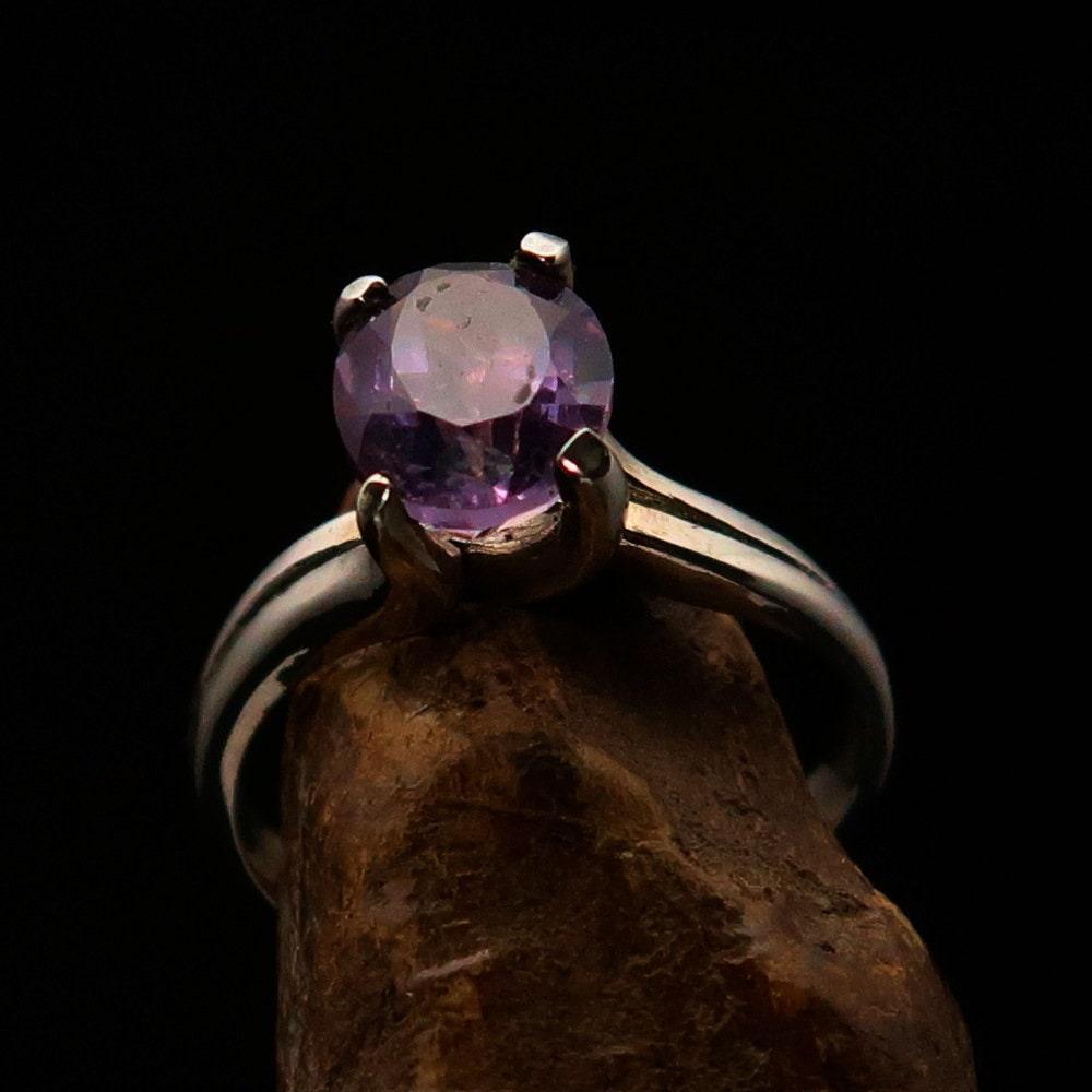 Amethyst Ring, Sterling Silver Ring, Solitaire Ring, Purple Amethyst, handmade silver ring, gemstone silver ring, gift for her - Size 7-2