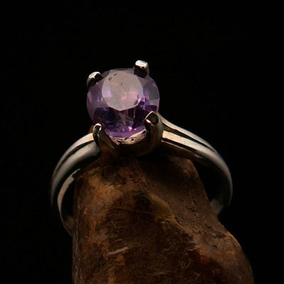 Amethyst Ring, Sterling Silver Ring, Solitaire Ring, Purple Amethyst, handmade silver ring, gemstone silver ring, gift for her - Size 7-2