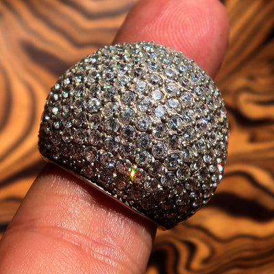 Sphere Ring, Sterling Silver CZ ring, 254 Stones, View Catching Ring, Sterling Silver Ring, Gift for Her, Cubic Zirconia Ring - Size 7-1