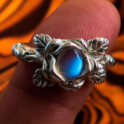 Moonstone Ring, Moonstone Silver Ring, Sterling Silver Ring, Solitaire Ring, Rose Flower Ring, oval shaped Moonstone, unique gift, Size 7.75-1