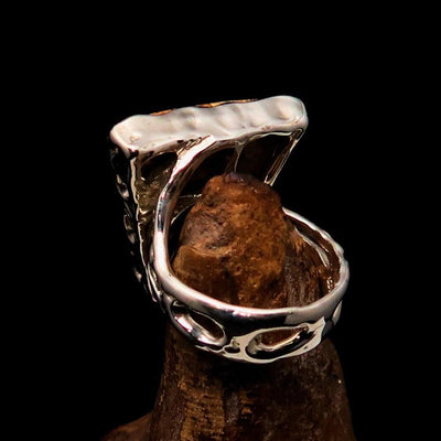 Jasper Ring, Fancy shaped asymmetric Artwork ring, Sterling Silver Ring, Picture Jasper ring, handmade silver ring, unique ring - size 8-4