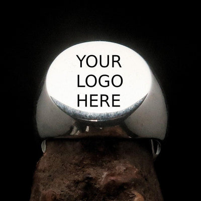 Men's Sterling Silver Ring, Custom Logo Ring, Round Initial Ring, Minimalist Silver Ring, Unique, Personalized Gift, Custom Made, Pinky Ring-0