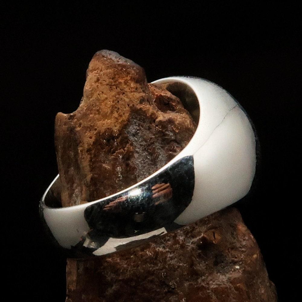 Men's Sterling Silver Ring, Custom Logo Ring, Round Initial Ring, Minimalist Silver Ring, Unique, Personalized Gift, Custom Made, Pinky Ring-2