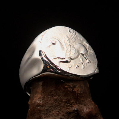 Pegasus Ring, Men's Ring, Corinthian Ring, Pegasus Coin Ring, Greek Drachma Ring, Athena Ring, Coin Ring, Gift for him, Sterling Silver Ring-2