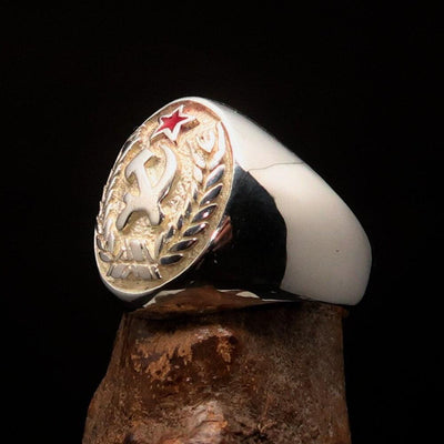 Communist Crest Ring, Sterling Silver Ring, Pinky Ring, Red Star Ring, Hammer and Sickle Crest Ring, USSR Ring, CCCP Ring, Gift for Him-3