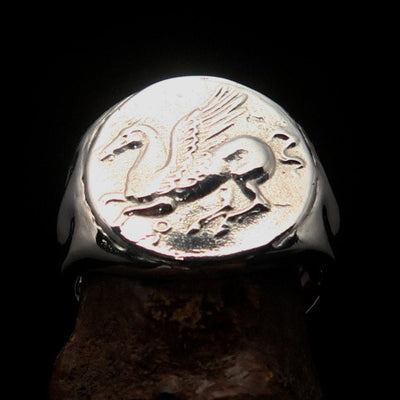 Pegasus Ring, Men's Ring, Corinthian Ring, Pegasus Coin Ring, Greek Drachma Ring, Athena Ring, Coin Ring, Gift for him, Sterling Silver Ring-0