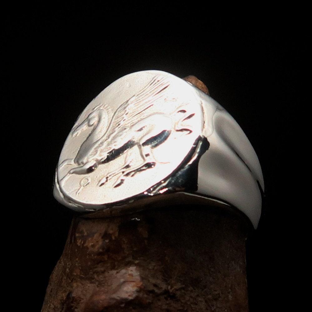 Pegasus Ring, Men's Ring, Corinthian Ring, Pegasus Coin Ring, Greek Drachma Ring, Athena Ring, Coin Ring, Gift for him, Sterling Silver Ring-1