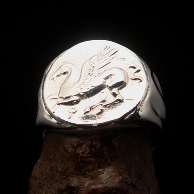Pegasus Ring, Men's Ring, Corinthian Ring, Pegasus Coin Ring, Greek Drachma Ring, Athena Ring, Coin Ring, Gift for him, Sterling Silver Ring-4