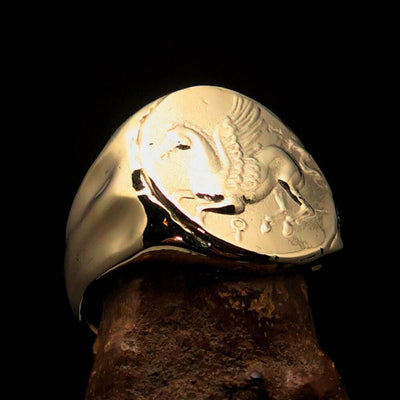 Pegasus Ring, Men's Ring, Corinthian Ring, Pegasus Coin Ring, Greek Goddess Ring, Athena Ring, Costume Ring, Gift for him, Winged Horse Ring-1