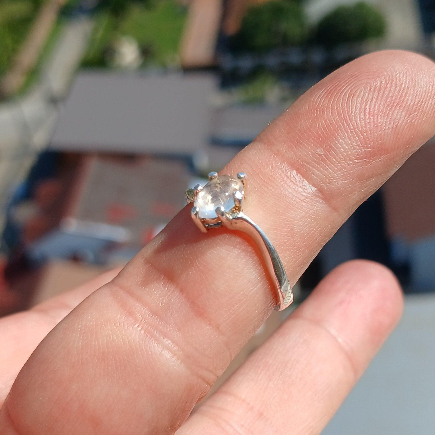 Moonstone Ring, Moonstone Silver Ring, oval shaped Moonstone Ring, Sterling Silver Ring, oval shaped Ceylon Moonstone, handmade ring -Size 8-2