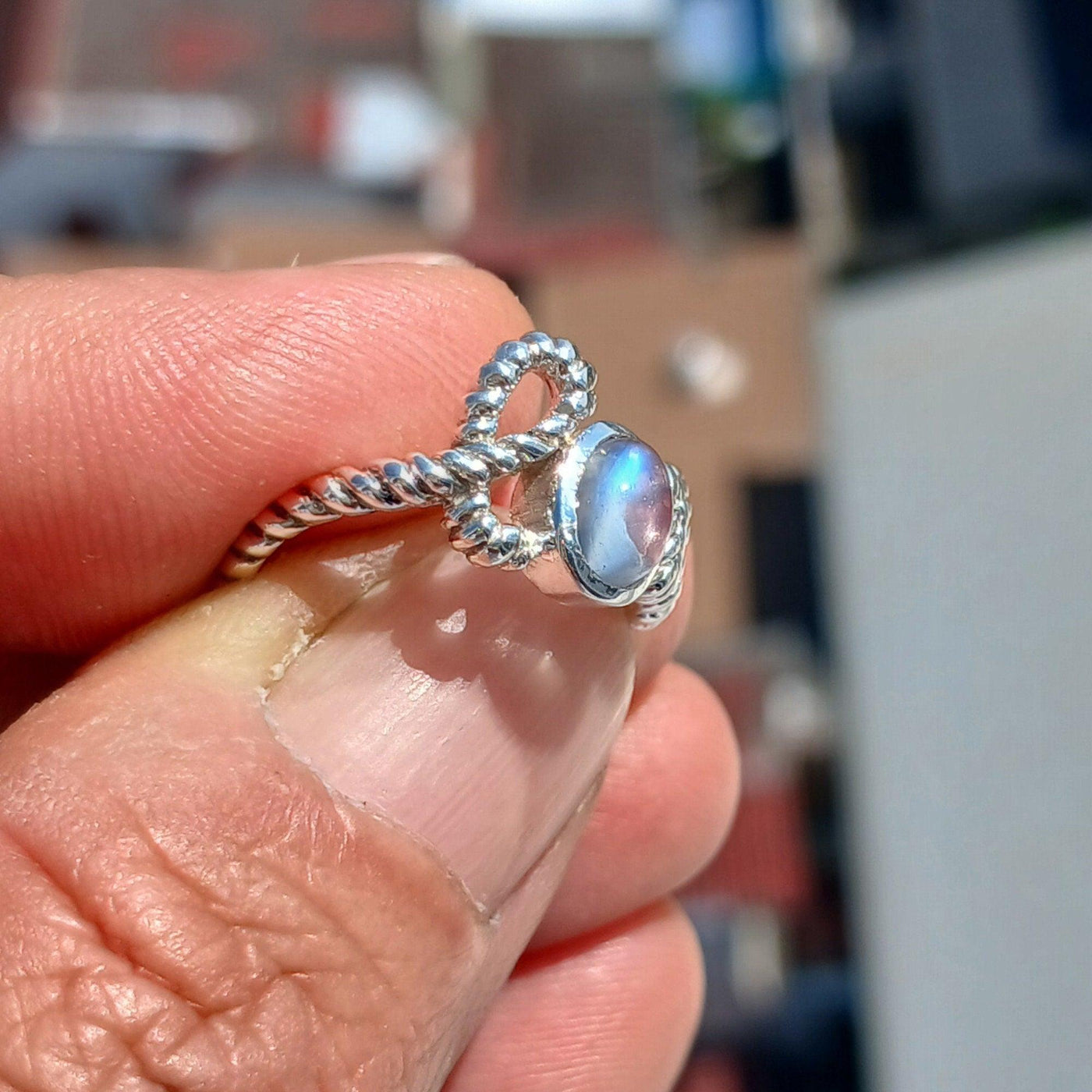 Love Ring, Moonstone Ring, Moonstone Silver Ring, Sterling Silver Ring, Solitaire Ring, oval shaped Moonstone, unique, gift for her, Size 7-1