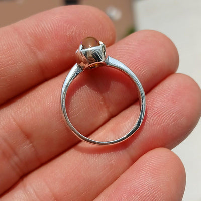 Opal Ring, Gemstone Ring, Sterling Silver Ring, Solitaire Ring, oval shaped Opal - Minimalist Design, handmade silver ring, Gift - Size 8-2