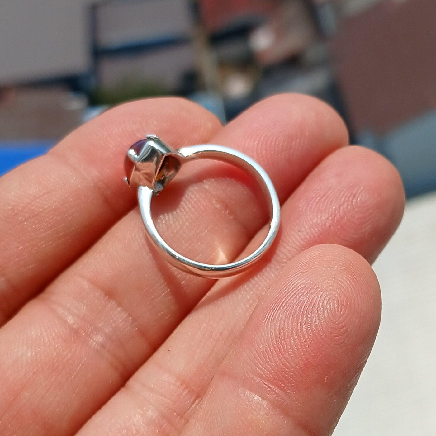 Opal Ring, Gemstone Ring, Sterling Silver Ring, Solitaire Ring, pear shaped Opal - Minimalist Design, Opal silver ring, Gift Her - Size 6.5-3